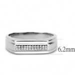 DA251 - High polished (no plating) Stainless Steel Ring with AAA Grade CZ  in Clear