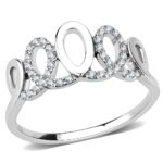 DA258 - High polished (no plating) Stainless Steel Ring with AAA Grade CZ  in Clear