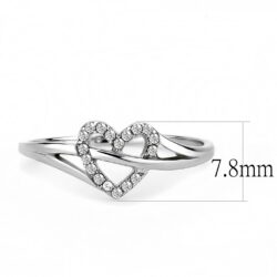 DA259 - High polished (no plating) Stainless Steel Ring with AAA Grade CZ  in Clear