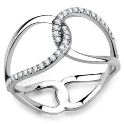 DA307 - No Plating Stainless Steel Ring with AAA Grade CZ  in Clear