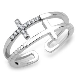 DA319 - No Plating Stainless Steel Ring with AAA Grade CZ  in Clear