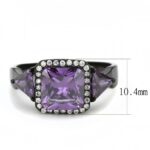 DA346 - IP Black(Ion Plating) Stainless Steel Ring with AAA Grade CZ  in Amethyst