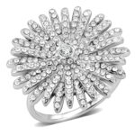 DA364 - High polished (no plating) Stainless Steel Ring with AAA Grade CZ  in Clear