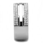 DA366 - High polished (no plating) Stainless Steel Ring with AAA Grade CZ  in Clear