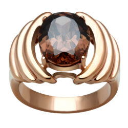 GL242 - IP Rose Gold(Ion Plating) Brass Ring with AAA Grade CZ  in Brown