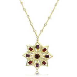 LO1301 - Gold Brass Chain Pendant with Top Grade Crystal  in Multi Color