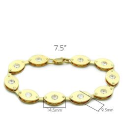 LO2010 - Matte Gold & Gold Brass Bracelet with AAA Grade CZ  in Clear