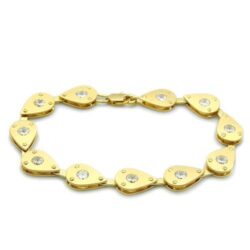 LO2015 - Matte Gold & Gold Brass Bracelet with AAA Grade CZ  in Clear