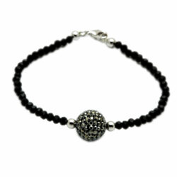 LO2048 - Rhodium + Ruthenium Brass Bracelet with Top Grade Crystal  in Jet