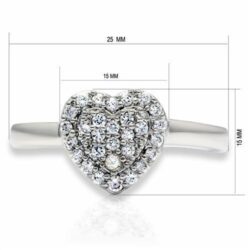 LO2056 - Rhodium Brass Ring with AAA Grade CZ  in Clear