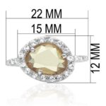 LO2060 - Rhodium Brass Ring with AAA Grade CZ  in Champagne