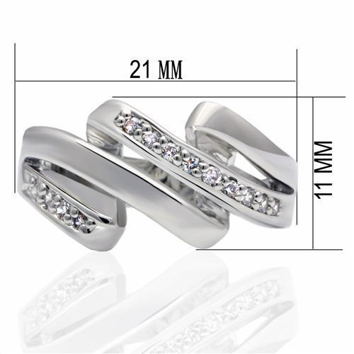 LO2068 - Rhodium Brass Ring with AAA Grade CZ  in Clear