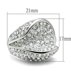 LO2105 - Rhodium Brass Ring with Top Grade Crystal  in Clear