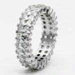 LO2431 - Rhodium Brass Ring with AAA Grade CZ  in Clear