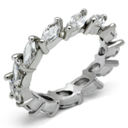 LO2469 - Rhodium Brass Ring with AAA Grade CZ  in Clear