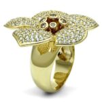 LO2484 - Gold Brass Ring with AAA Grade CZ  in Champagne