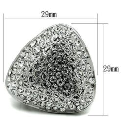 LO2515 - Rhodium Brass Ring with Top Grade Crystal  in Clear