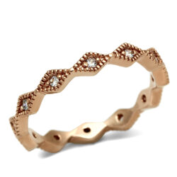 LO2523 - Rose Gold Brass Ring with AAA Grade CZ  in Clear