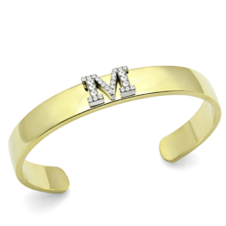 LO2582 - Gold+Rhodium White Metal Bangle with Top Grade Crystal  in Clear