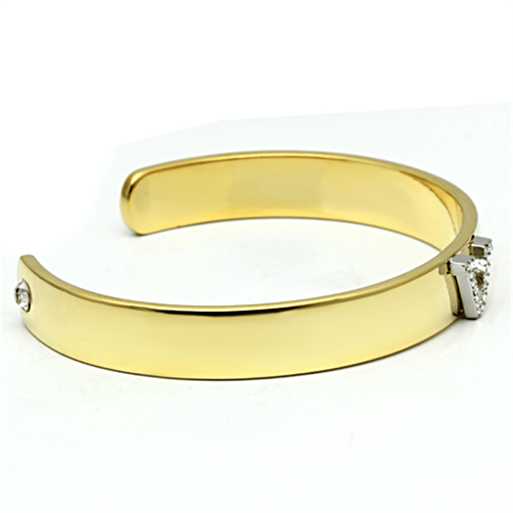 LO2591 - Gold+Rhodium White Metal Bangle with Top Grade Crystal  in Clear