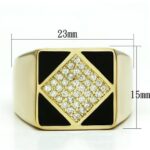 LO2608 - Gold Brass Ring with AAA Grade CZ  in Clear