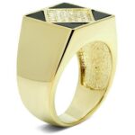 LO2608 - Gold Brass Ring with AAA Grade CZ  in Clear