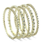 LO2617 - Gold Brass Bangle with Top Grade Crystal  in Clear