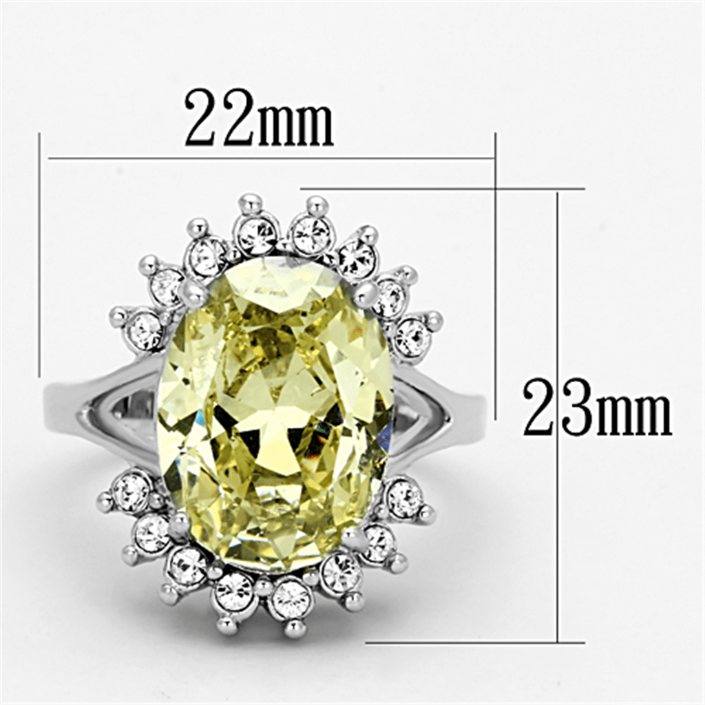 LO2943 - Rhodium Brass Ring with AAA Grade CZ  in Apple Green color