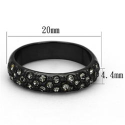 LO3064 - TIN Cobalt Black Brass Ring with Top Grade Crystal  in Black Diamond