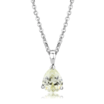 LO311 - Rhodium Brass Chain Pendant with AAA Grade CZ  in Citrine Yellow