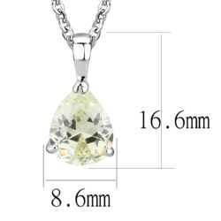 LO311 - Rhodium Brass Chain Pendant with AAA Grade CZ  in Citrine Yellow