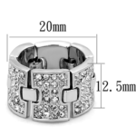 LO3147 - Rhodium Brass Ring with Top Grade Crystal  in Clear