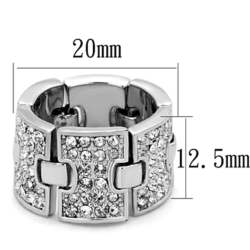 LO3147 - Rhodium Brass Ring with Top Grade Crystal  in Clear