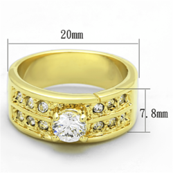 LO3218 - Gold Brass Ring with AAA Grade CZ  in Clear