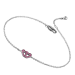 LO3229 - Rhodium Brass Bracelet with Top Grade Crystal  in Rose