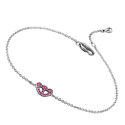 LO3229 - Rhodium Brass Bracelet with Top Grade Crystal  in Rose