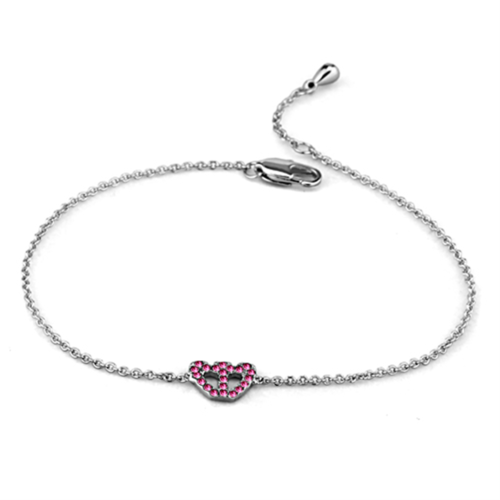 LO3229 - Rhodium Brass Bracelet with Top Grade Crystal  in Rose