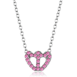 LO3230 - Rhodium Brass Chain Pendant with Top Grade Crystal  in Rose