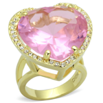 LO3251 - Gold Brass Ring with Synthetic Synthetic Glass in Rose