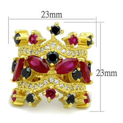 LO3252 - Gold Brass Ring with AAA Grade CZ  in Multi Color