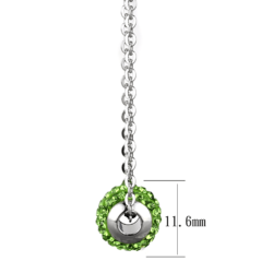 LO3330 - High polished (no plating) Stainless Steel Necklace with Top Grade Crystal  in Peridot