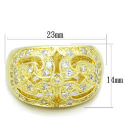 LO3361 - Gold Brass Ring with AAA Grade CZ  in Clear