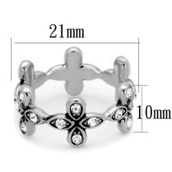 LO3519 - Rhodium Brass Ring with Top Grade Crystal  in Clear