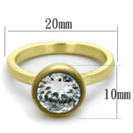 LO3538 - Gold & Brush Brass Ring with AAA Grade CZ  in Clear