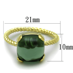 LO3546 - Gold Brass Ring with Synthetic Synthetic Glass in Emerald