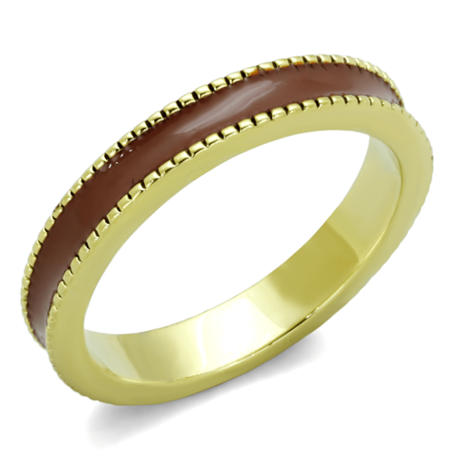 LO3551 - Gold Brass Ring with Epoxy  in Brown