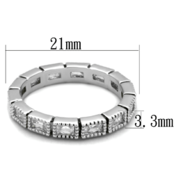 LO3559 - Rhodium Brass Ring with AAA Grade CZ  in Clear