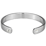 LO3620 - Reverse Two-Tone White Metal Bangle with Top Grade Crystal  in Clear