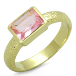 LO3638 - Gold Brass Ring with Synthetic Synthetic Glass in Rose