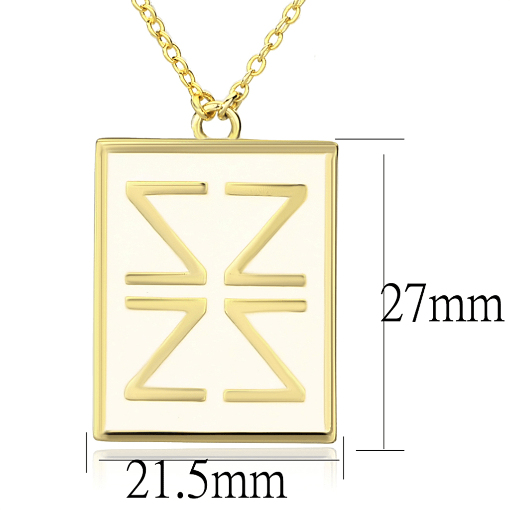 LO3684 - Gold Brass Chain Pendant with Epoxy  in White